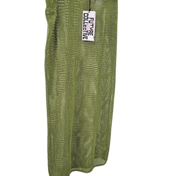 Future Collective x Alani Noelle Metallic Green Knit Skirt Size 1X Plus Size NWT - Picture 5 of 11